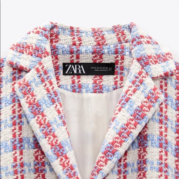 ZARA PEARL BUTTON TEXTURED JACKET MULTICOLORED - Picture 12 of 14